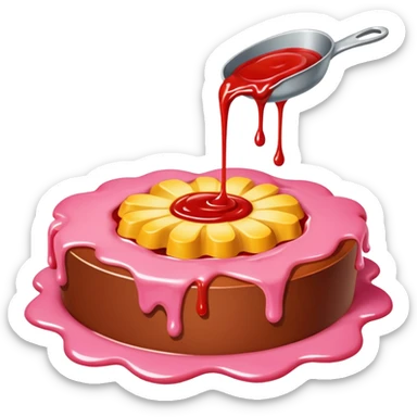 melted pink dripping sauce SPAM MEAT flowers sticker