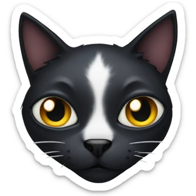 black cat with a large scar across one eye, white specks sticker