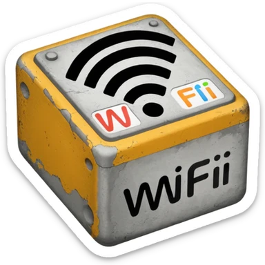 A Block saying "wifi" lying on a street sticker