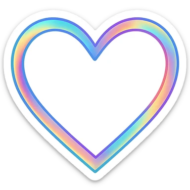 heart with a holographic rainbow border, clean digital illustration sticker