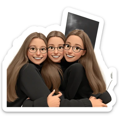 girls in black sweaters smiling sticker