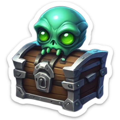 alien corrupted chest futuristic roguelike rpg style inspired by hearthstone sticker