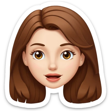 white girl with long brown hair, winking sticker