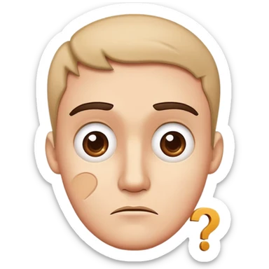 puzzled face with raised eyebrow and question mark sticker