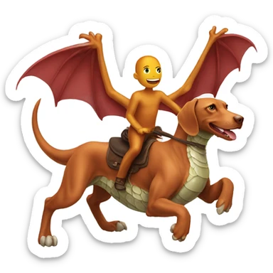 Vizsla riding dragon  sticker