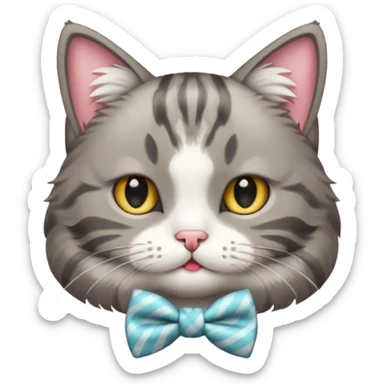 Um gato com lacinho roda sticker