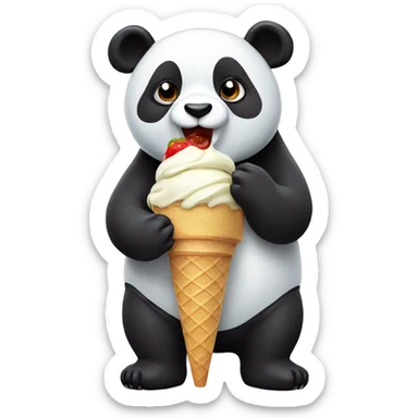 Panda eating ice cream sticker