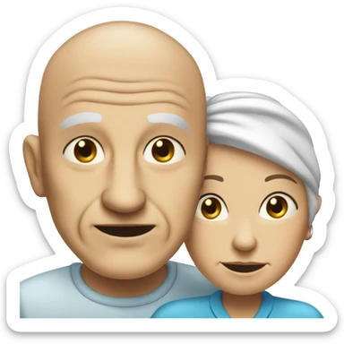 old wrinkled couple woman and bald man with wrinkles and blue eyes sticker