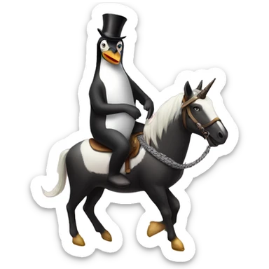 Pinguin ride a uniqorn sticker