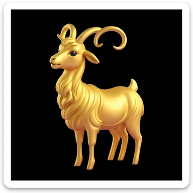 golden goat statue, shiny and detailed 3d style sticker