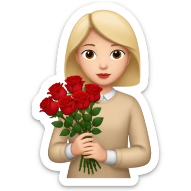 roses boquet in one hand held boquet sticker