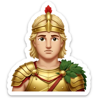 Cinematic Realistic portrait of Alexander the Great, depicted with photorealistic detail as a commanding historical conqueror, featuring sharp, lifelike facial features, meticulously rendered ancient Macedonian armor, and a laurel wreath, illuminated by natural, dramatic lighting that highlights his youthful determination and legendary presence. sticker