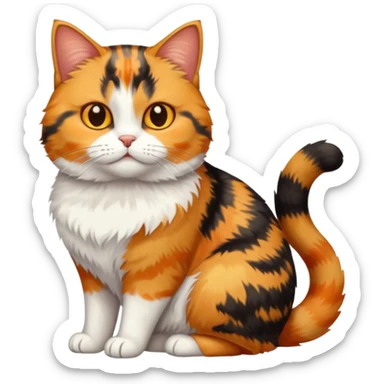 full body calico tabby cat with tiny head and fat body sticker