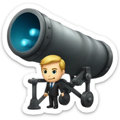 Business man shot out of a giant cannon sticker