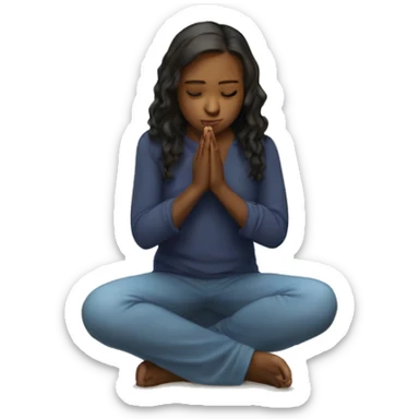 Girl on her knees prays sticker