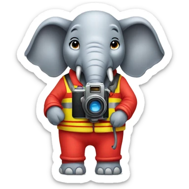 elephant standing with a fire hydrant and camera  sticker