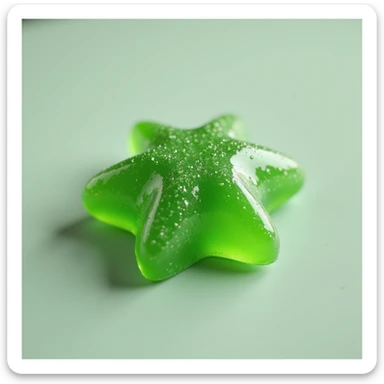 realistic green candy shaped like a star, photorealistic style sticker