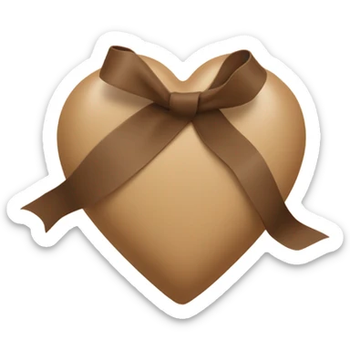 A beige heart wrapped in a thick brown ribbon. Plump. No face. Simple. sticker