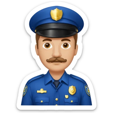 white men with mustache wear police's uniform sticker
