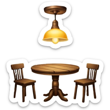 A dark room  with old table and over light  sticker