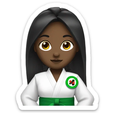 taekwondo girl with green belt long black hair dark skin sticker