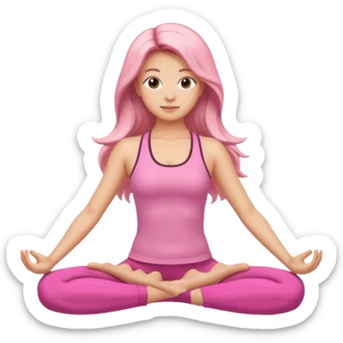 Pose de yoga cabello suelto, rosa sticker