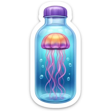 sea jellyfish stuck plastic bottle sticker