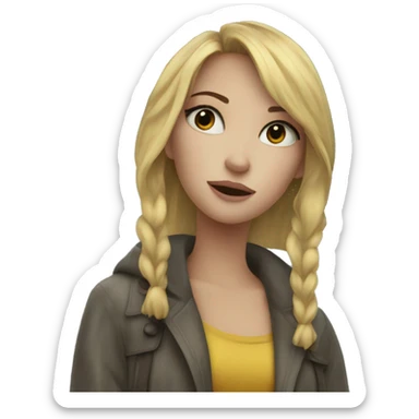 Aesthetic blonde girl in the rain with umbrella  sticker