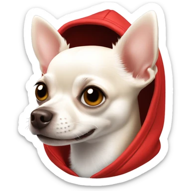 White chihuahua smiling in red hoodie sticker
