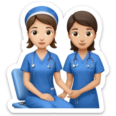 A nurse attending to a patient at the hospital sticker