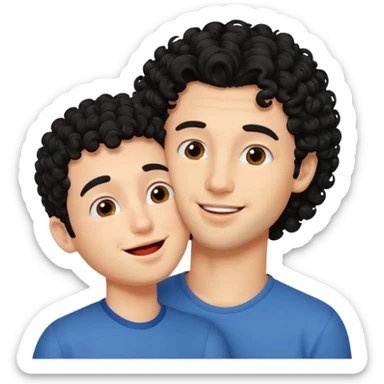 a handsome man with black curly hair tries to kiss sticker