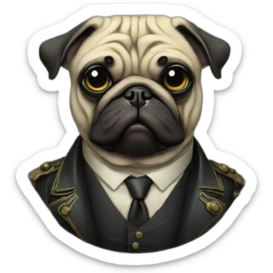 A cyberpunk pug in Art Nouveau style during 1910 sticker