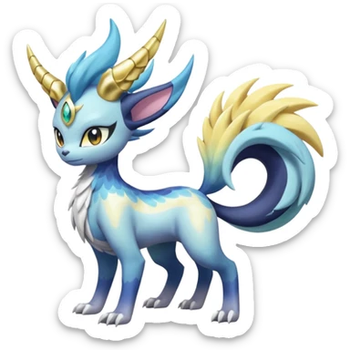 Shiny Sunny furry scaly painted Asian pastel-gradient Absol-Meloetta-Solgaleo-Luxray-Suicune-fusion sticker