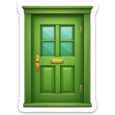 A simple green door emoji in the style of Apple emoji with a handle and a window. sticker