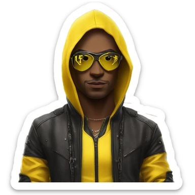 male cyber punk in front of Yellow Lamborghini  sticker