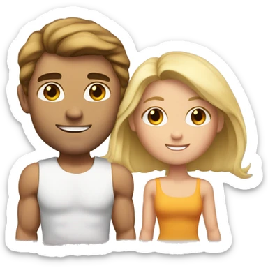 A couple. The guy is very muscular with brown hair and the girl has long blonde hair  sticker