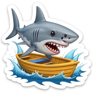 shark with a small boat sticker