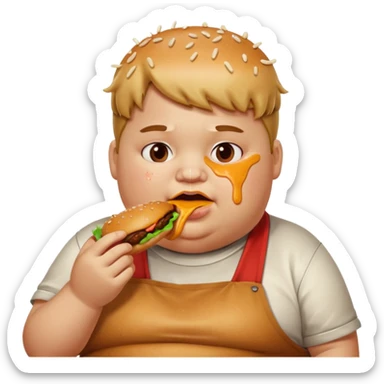 Fat kid eating food sticker