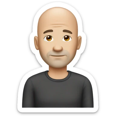 Cartoon character in Bitmoji style white male 40 years old slightly bald dark hair balding , around 40 years old The character is wearing  sticker