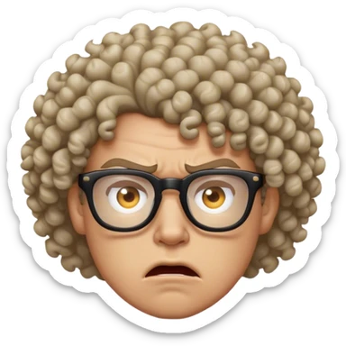 Angry curly head with glasses sticker