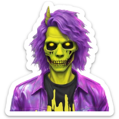 .Zombie_ Vaporwave black holographic oilslick zombie unicorn yellow caution tape and a vinyl sticker