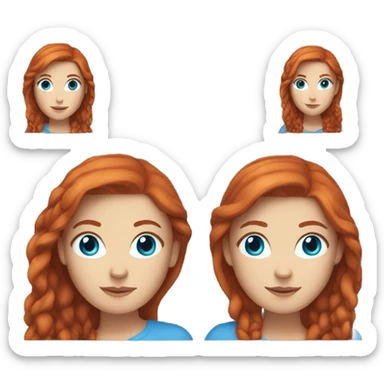 White woman with extremely long, red hair and blue eyes sticker