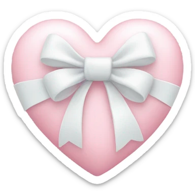 Pastel pink heart with white bow sticker