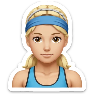 blonde female athelete with headband sticker