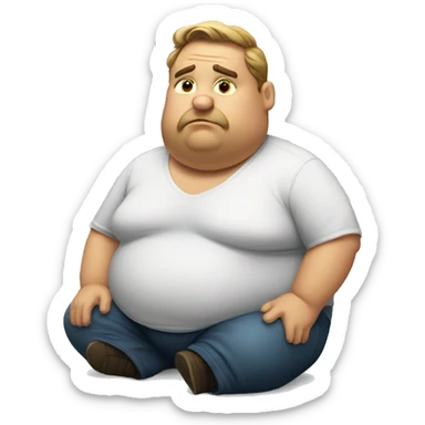 A fat man siting and thinking something  sticker