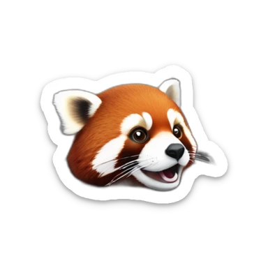 Red panda sitting in driver’s seat of a black Aston Martin sticker