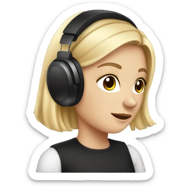 white girl in a black headphones  sticker