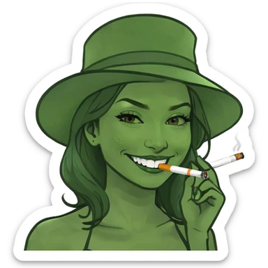 smiling girl with cigarette sticker