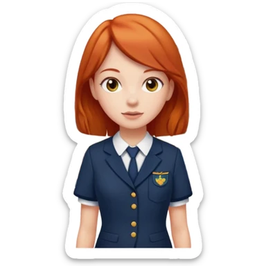 red headed woman with a school in the background sticker