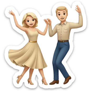 White Man and white woman dancing white sticker